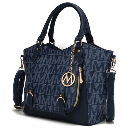 Mkf Collection By Mia K. MKF Collection by Mia K. MKF-BM3384NV Fula Signature Satchel Bag; Navy MKF-BM3384NV